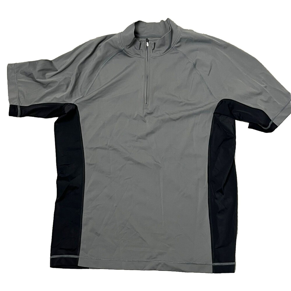 Lands'‎ End Shirt Short Sleeve 1/4 Zip Mock Neck Stretch Gray Medium Sports Golf